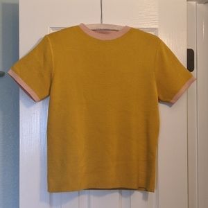 Roolee mustard and pink sweater tee S